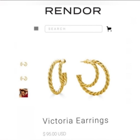 Rendor Victoria Yellow Gold Double Hoop Earrings - Picture 6 of 6